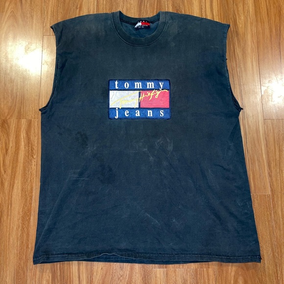 Tommy Hilfiger Other - Vintage 90s Tommy Hilfiger Mens Black Tommy Jeans Logo Muscle Tee Shirt XL